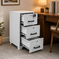 Armoire de classement métallique autoportante moderne, robuste, durable, écologique, à 3 tiroirs, avec serrure à clé, grande capacité, pour bureau commercial