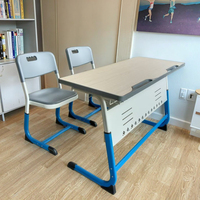 Bureau et chaise ergonomiques à hauteur réglable en MDF à double siège de haute qualité pour étudier-Mobilier scolaire de qualité supérieure