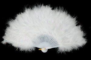 Éventail pliant blanc en <span class=keywords><strong>plumes</strong></span> de marabout pour femme, accessoire de costume, spectacle, thé, fête, danse, mariage, décoration de vacances - Product Image 3
