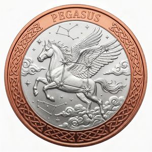 Moneda Conmemorativa Coleccionable <span class=keywords><strong>de</strong></span> 1 oz, .999 Cobre Puro, Redonda, Constelación <span class=keywords><strong>de</strong></span> Pegaso, Caballo Alado, Mitología Griega - Product Image 1