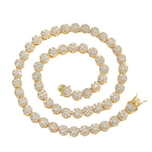 Hip-Hop Rap Schmuck Paar-Flora-Gliederkette Blumenförmige Tenniskette 18k Vergoldet 3A Zirkon 8mm Blumen-Tenniskette - Product Image 2