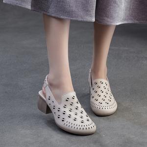 Sandalias de verano de estilo nuevo, holgadas, transpirables, de tacón bajo, con estilo retro clásico, adecuadas para todas las ocasiones, a la moda para mujeres. - Product Image 2