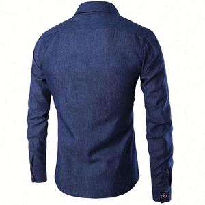 I-0485 Nouveauté Automne – Chemise Formelle Homme à Col Montant Anti-Boulochage, Coupe Slim, Manches Longues, Poche, Motif Uni, Tissu Dobby, Boutons Recouverts - Product Image 5