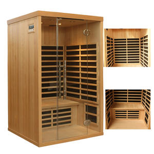 Cabina de Sauna de Infrarrojos Lejanos de Diseño Tradicional para 2 Personas, Fabricada en Madera Sólida de Hemlock Canadiense y <span class=keywords><strong>Nogal</strong></span>, con Ventanas Transom, para Uso en Hoteles - Product Image 3