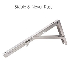 الثقيلة الفولاذ المقاوم للصدأ قابل للتعديل زاوية طاولة من الخشب الزاوية المعادن جدار جبل العائمة L للطي قوس الرف - Product Image 4