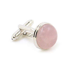 Boutons de manchette élégants en pierre d'agate rose personnalisés, accessoire de mode, chemise de costume pour homme, smoking de mariage, coffret cadeau de bijoux à la mode - Product Image 4