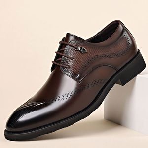 Nuevo Modelo de Zapatos de Cuero para Hombre de Grado Empresarial, de Piel de Vacuno de Primera Calidad, Transpirables, Casuales de Negocios, para Boda, que Aumentan la Altura, Impermeables - Product Image 6