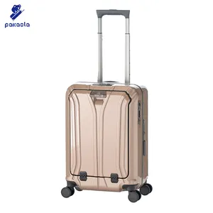 High Quality Polycarbonate Carry On Trolley Front Open Easy Access Laptop Pocket Business Suitcase Luggage