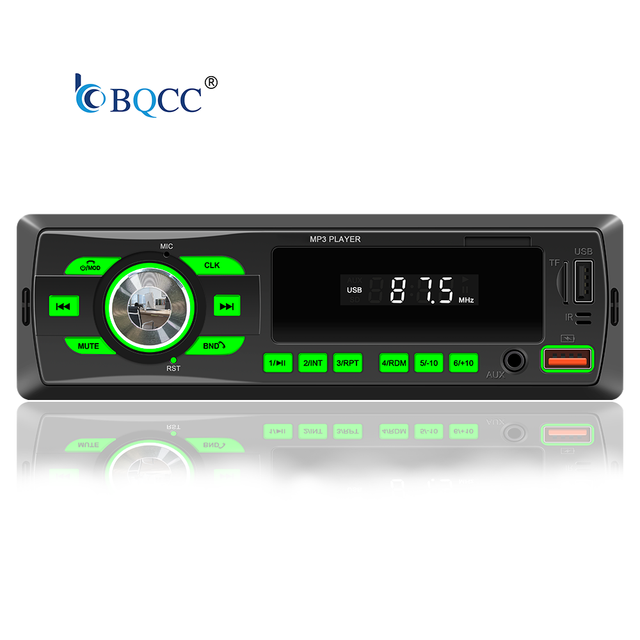 BQCC 1DIN Universal 12V Car Radio BT/FM/USB/SD/AUX-in MP4 Players AI Voice Colorful Lights In-dash Stereo with 1 Year Warranty