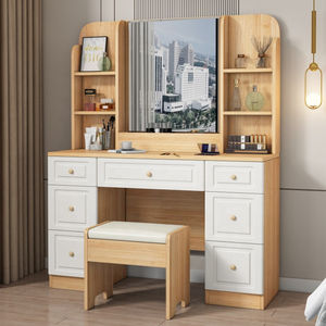 Tocador personalizado de madera maciza de material ecológico con espejo y cajones, tocador de dormitorio Vani de maquillaje - Product Image 3