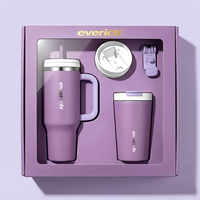 Ensemble cadeau personnalisable : Gobelet isotherme 40 oz avec poignée + Tasse à café 14 oz avec plusieurs couvercles, Ensemble de gobelets isothermes en gros pour promotion