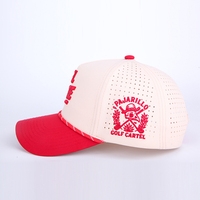Gorra Deportiva Premium Impermeable, Ligera, con Orificios Cortados a Láser, Transpirable, Personalizada, de 5 Paneles, con Cuerda en Color de Contraste, para Béisbol y Golf al Aire Libre