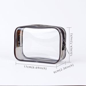 New <b>Clear</b> Pvc Toiletry Fashion Thread Pattern Luxury High Quality Cosmetic Makeup <b>Bag</b> With Zipper - Product Image 2