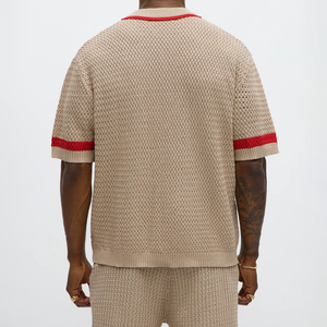 OEM Factory Customized Knitted Short Sleeved Summer Thin 100% Cotton Anti-Pilling Quick Dry Breathable Turn-down <strong>Cardigan</strong> <strong>Men</strong> - Product Image 6