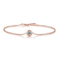 Bracelet élégant en argent S925 avec bulles, incrusté de moissanite, plaqué or rose, style hip-hop, moissanite ronde couleur D