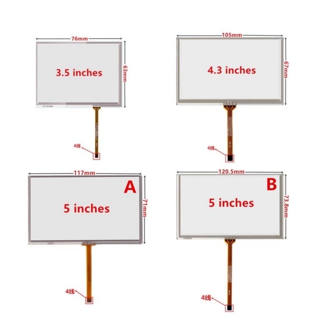 KCDX 3.5/4.3/5-inch 4-wire Resistive Touch Screen GPS Navigation Handwriting External Screen Multimedia Industrial Panel Glass