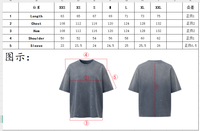 T-shirt en coton uni délavé à l'acide avec effet éclaboussures, option logo personnalisé, coupe ample, style décontracté urbain, manches courtes