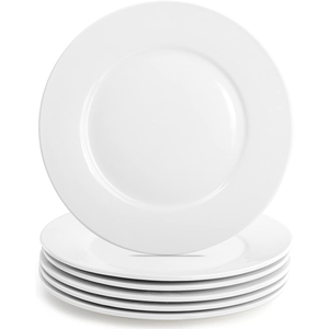 Assiettes plates rondes en porcelaine blanche de 10,5 pouces, prêtes à être expédiées, lot de 20 pièces, en céramique, pour restaurant, mariage, hôtel, fête - Product Image 1