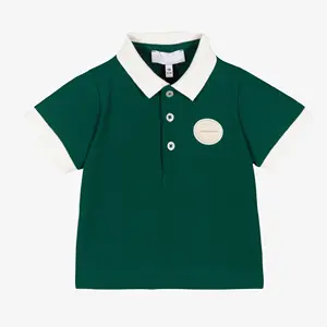 Custom logo casual style boys kids t-shirts polo shirts cotton pique short sleeve hunter green boys t-shirts&polo shirts