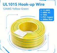 Fil de terre UL1015 12AWG jaune-vert 600V 105°C, câble de mise à la terre en cuivre toronné isolé PVC, rouleau de 300M pour câblage d'appareils