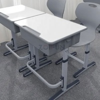 Bureau et chaise d'école modernes réglables en hauteur, en plastique, pour élèves du primaire