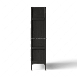 Vitrine d'appoint moderne noire FERLY, en bois massif avec portes vitrées, pour salon <span class=keywords><strong>et</strong></span> <span class=keywords><strong>salle</strong></span> à <span class=keywords><strong>manger</strong></span> - Product Image 3