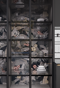 OPPEIN Armoires de <span class=keywords><strong>cuisine</strong></span> en laque grise au design moderne avec armoires en fil métallique - Product Image 6