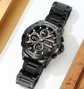 Nueva Venta caliente moda <span class=keywords><strong>SKMEI</strong></span> 2502 muñeca reloj analógico Digital deportes choque impermeable alarma luminosa lujo negro reloj hombres - Product Image 6