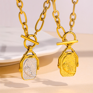 Đồng Xu Mới Trang Sức Vòng Cổ Người Đàn Ông Phụ Nữ Không Thấm Nước La Bàn Sư Tử St Christophe 18K Mạ Vàng Thép Không Gỉ Đồng Xu Vòng Cổ Mặt Dây Chuyền - Product Image 3