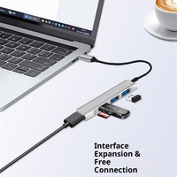 Hub USB Tipo-C Portátil de 4 Puertos, Materiales de Nailon y PVC, Divisor Multifunción para Transferencia de Datos, Escucha de Música y Lectura de Discos Duros