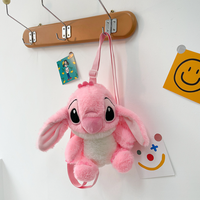 Sac à dos en peluche Stitch bleu de 25 cm, motif dessin animé, vente en gros, sacs à dos mignons Stitch, poupées en peluche, sacs pour filles