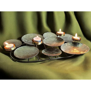 Decorative Metal Multi Tealight Candle Holder Lotus Leaf Design Table Centerpiece Candle <b>Stand</b> for Home Decor and Wedding - Product Image 1