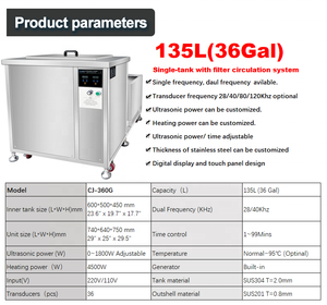 Nhà máy đầy đủ thép không gỉ kỹ thuật số degassing sưởi ấm 45L 61l 77L 135L 360L 540L 960 công nghiệp siêu âm sạch hơn - Product Image 2