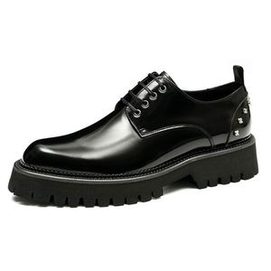 2025 Luxury Custom Men's Business Formal <b>Pointed</b> Leather Shoes-Thick Sole Genuine Leather Casual Wedding Lace-Up Breathable - Product Image 4