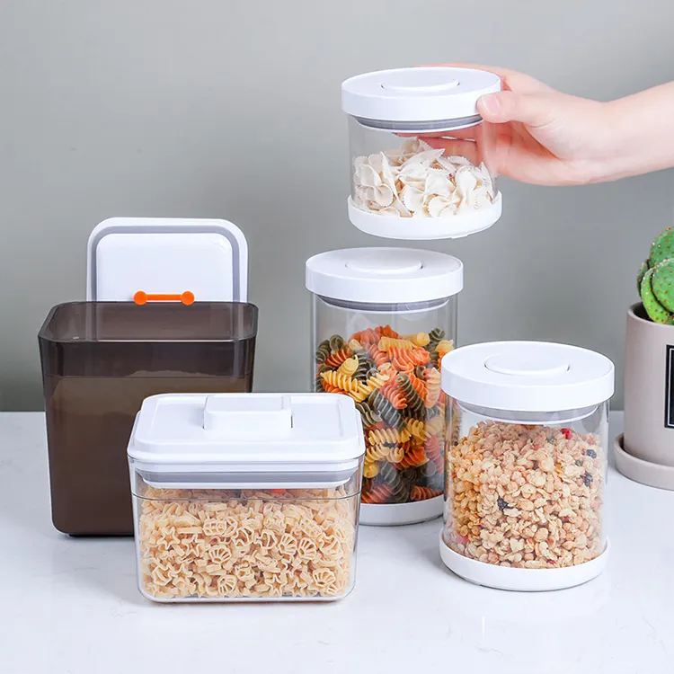 小さな透明な食品グレードの密閉気密プラスチックシリアル収納容器セットスナック食品収納ボックス
