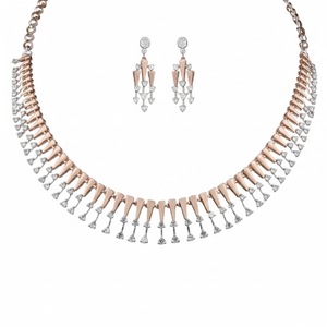 Elegante Juego de Collar con Flores de Diamantes, Joyería Fina de Primera Calidad con Motivo Floral Clásico para Bodas y Fiestas - Product Image 1