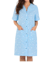 Robe de nuit mi-longue imprimée à manches courtes pour femme, col en V boutonné, avec poches latérales, en tricot, pour la maison, impression personnalisée
