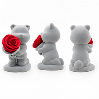 Rose éternelle en stock avec ours en peluche – Cadeau romantique pour la Saint-Valentin, Qixi, anniversaire, demande en mariage
