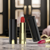 Emballage cosmétique de luxe personnalisé en tube cylindrique hermétique noir mat doré, vide, pour gloss à lèvres, rouge à lèvres