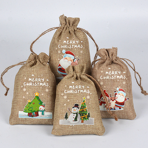 Bolsa de Yute Personalizada para Envolver Regalos de Navidad, Bolsa Ecológica con Cordón y Logotipo - Product Image 2