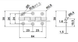 Guang bạn tùy chỉnh chất lượng thép màu xanh mạ kẽm 64x38x1.5mm phẳng tấm Tủ kim loại bản lề cho cửa ra vào vật liệu sắt - Product Image 2
