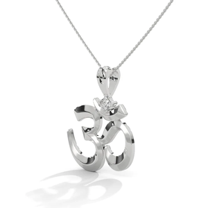 Pendentif pour enfant en argent sterling plaqué or 18 carats, symbole Om sacré, élégant ovale en zircon, inspiré du Dieu Shiva - Product Image 6