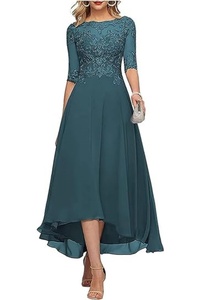 Abiti per la Mamma della Sposa con Applicazioni in Pizzo per Matrimonio Maniche a 3/4 Lunghezza al Polpaccio in Chiffon Abiti da <span class=keywords><strong>Sera</strong></span> Formali da Cerimonia per la Mamma - Product Image 6
