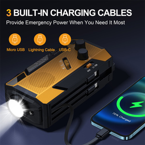 Khẩn cấp Hand Crank Dynamo 2000mAh Powerbank năng lượng mặt trời thời tiết đèn pin với Internet đài phát thanh động đất Kit - Product Image 5