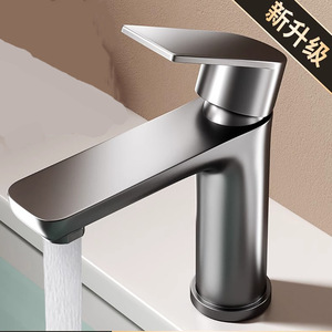 Robinet de lavabo en acier inoxydable, mitigeur à poignée unique pour lavabo de salle de bain, contrôle de l'eau chaude et froide, modèle 26060902 - Product Image 2