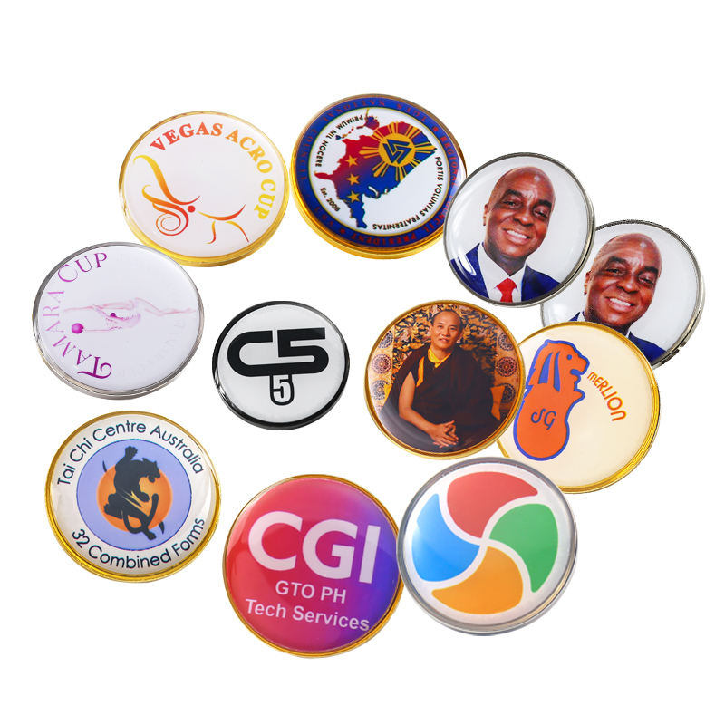 Promotional Custom Print Metal Badge Pin Dome Epoxy Resin Brooch Custom ...