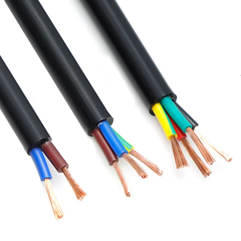 Cable de alimentación conductor de cobre Cable flexible RVV 2 3 4 Core 0,5 0,75 1 1,5 2,5 4 Cable de cubierta de PVC