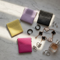 Pochette à bijoux en cuir PU avec fermeture automatique, logo personnalisé, mini pochette à bijoux mignonne, portable, pour voyage, pour bagues, boucles d'oreilles et autres bijoux