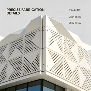 Panel de Aluminio Perforado Triangular, Revestimiento Decorativo para Fachadas, Lámina para Revestimiento Exterior de Edificios - Product Image 2
