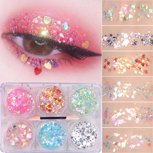Decoraciones de Uñas al por Mayor, 6 Frascos/Juego, Gel Brillante en Crema, Purpurina para Uñas, Gel Autoadhesivo, Lentejuelas Sueltas en Forma de Corazón, Estrella y Luna - Product Image 3